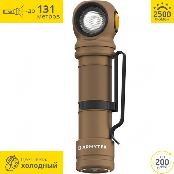 Фонарь ARMYTEK WIZARD C2 PRO MAGNET USB SAND WHITE F08701CS